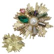 Alista Gouden Metalen Sneeuwkristal Broche met Kristallen en Strass Steentjes donker