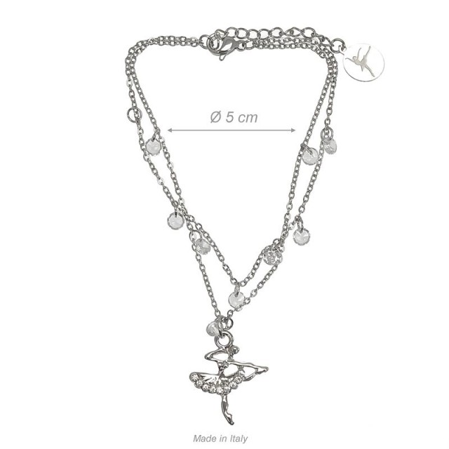 Alista Dancer Basics  Alista Dubbele Armband van staal met Kristallen en Danseres