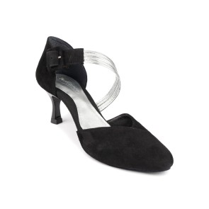 Portdance PD126 Dames Nubuck Dansschoenen met Zilveren Strips