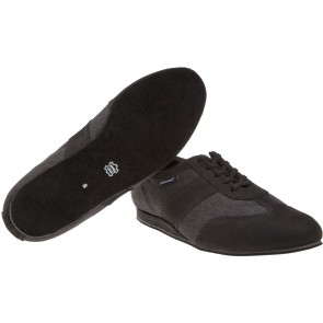 Diamant Heren danssneakers met suede zool zwart grijs 123-425-563